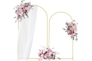 Bazen Wedding Arch Backdrop Stand 7.2FT, 6.6FT Set of 2 Metal Arch Backdrop Stand for Birthday Party Wedding Ceremony Bridal Baby Shower Banquet Party Event Decor