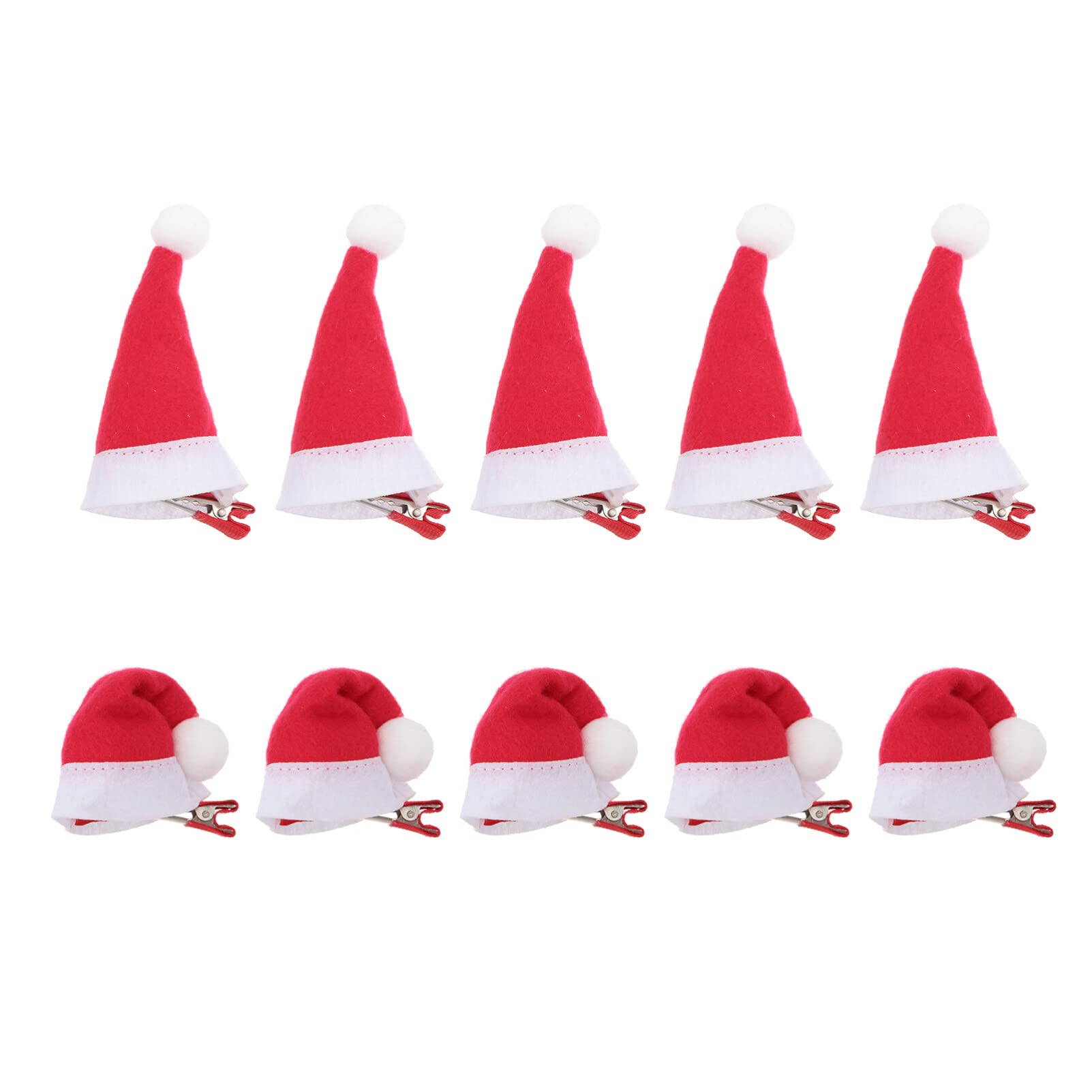 FRCOLOR Pack of 10 Christmas Santa Hat Hair Grips Barrettes Hair Pins with Clip for Children Teenagers Toddlers