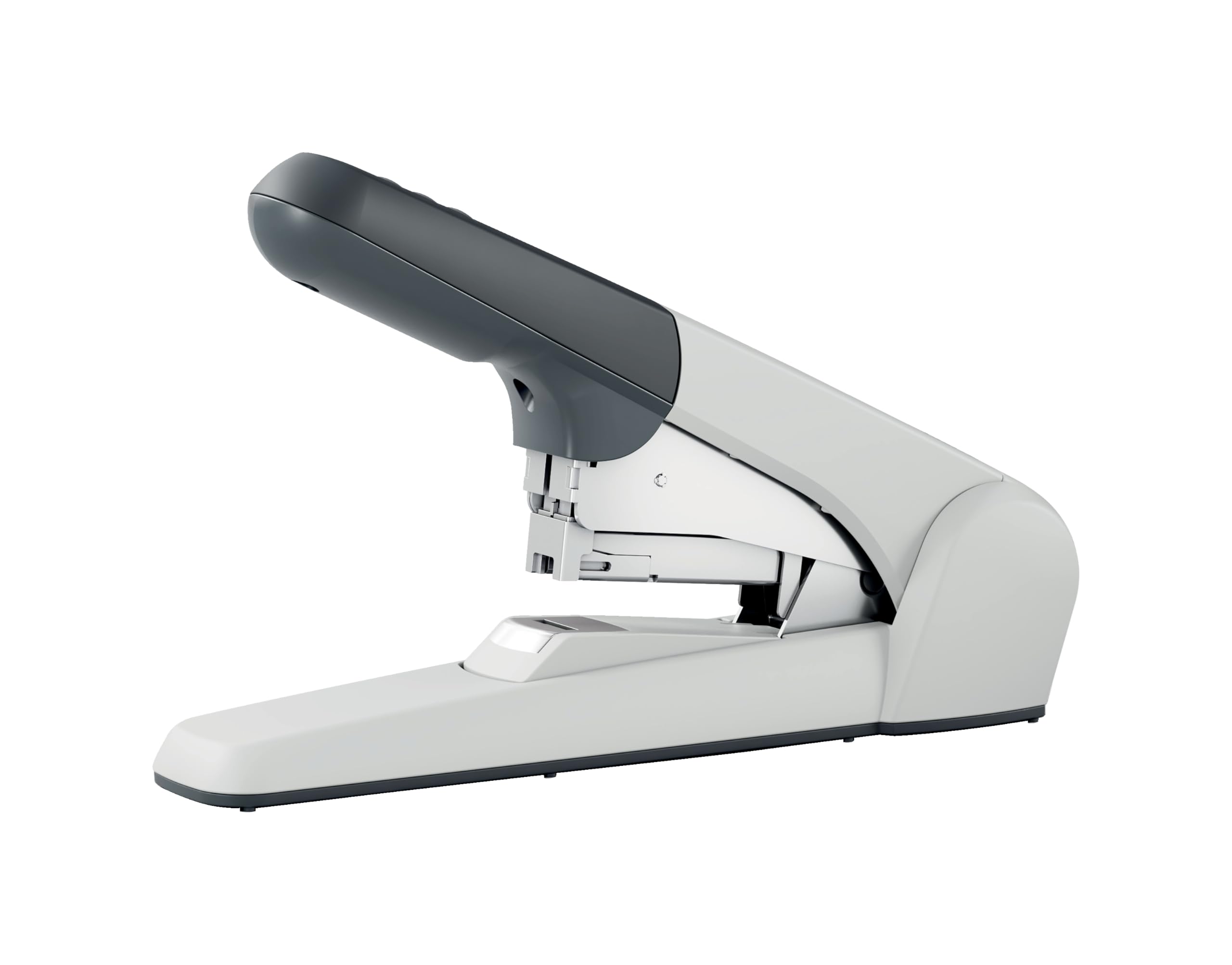 Leitz Heavy Duty Stapler, 60 Sheet Capacity, Ergonomic Metal Body, Includes Staples, Flat Clinch 55520084 - Silver