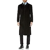 Prontomoda Men's Single Breasted Black Luxury Wool/Cashmere Full Length Winter Topcoat