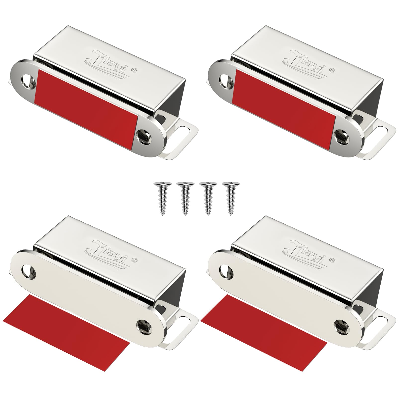 Jiayi Magnetic Door Catch 4 Pack Cupboard Door Magnets Stainless Steel Drawer Magnet Small Cabinet Door Magnetic Latches for Kitchen Wardrobe Magnets Door Closers Magnet Closure — image 1