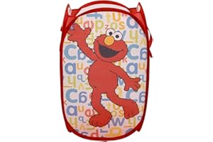 Crown Crafts Infant Products Sesame Street Elmo Pop Up Hamper - Mesh Laundry Basket/Bag with Durable Handles
