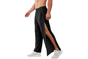 Deyeek Men's Tear Away Pants 2 Side Snap Open Bottom Sweatpants Loose Fit Casual Post Surgery Pants with Pockets
