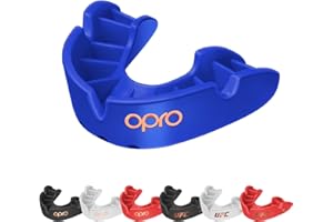 OPRO Bronze Level Adult and Youth Sports Mouthguard with Case and Fitting Device, Gum Shield for Hockey, Lacrosse, Rugby, MMA, Boxing and Other Contact and Combat Sports (Blue, Adult)