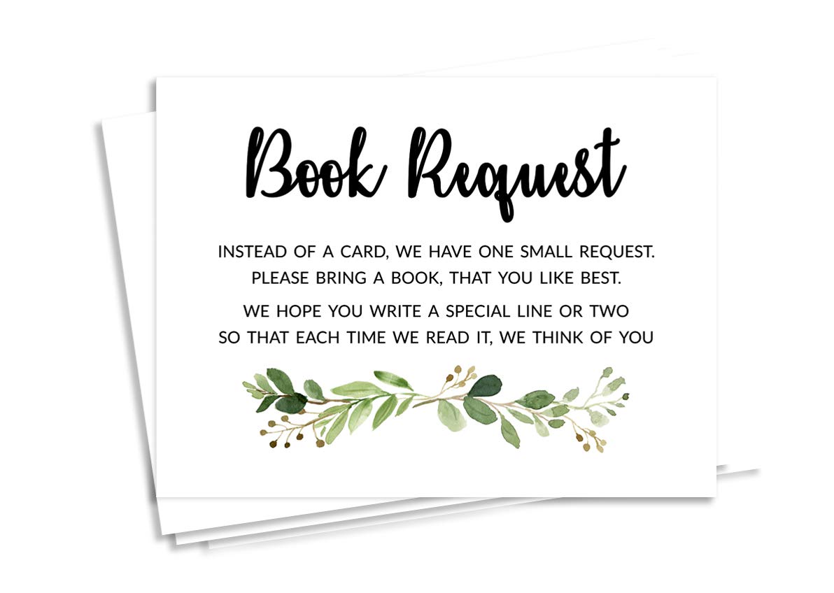 Inkdotpot 30 Books For Baby Shower Request Cards Bring A Book Instead Of A Card Greenery Floral Baby Shower Invitations Inserts Games