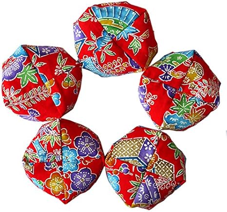 Amazon 手作りお手玉 沖縄 紅型柄 赤 民芸品 おもちゃ