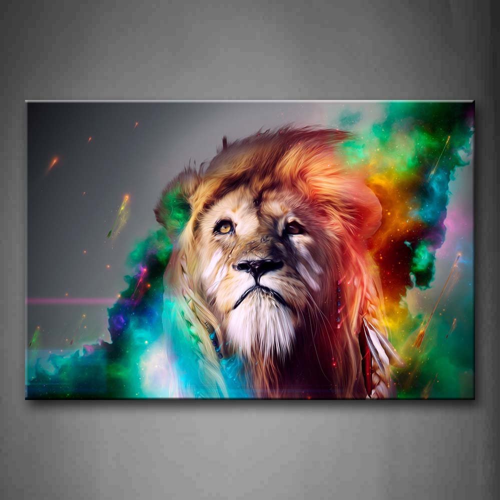 First Wall Art - Colorful Lion Artistic Wall Art Painting The Picture of Animal Print On Canvas Artwork Pictures For Home Living Room Modern Decor Decoration