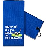 TOUNER May The Ball Lie in Green Pastures and Not in Still Waters Golf Towels Gentleman,Ladies Golf Gifts, Golfing Bag Towel Present for Graduation Birthday Towel Gifts for Men Women Golfers