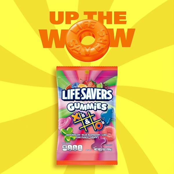 LIFE SAVERS GUMMIES X’S & O’S GUMMY CANDY GAME NIGHT FAMILY GAME SNACK, 7 OZ BAG