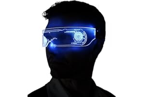 SAFEBAO LED Light Up Glasses for adult with 7 Colors and 4 Modes Rechargeable Futuristic style Glasses