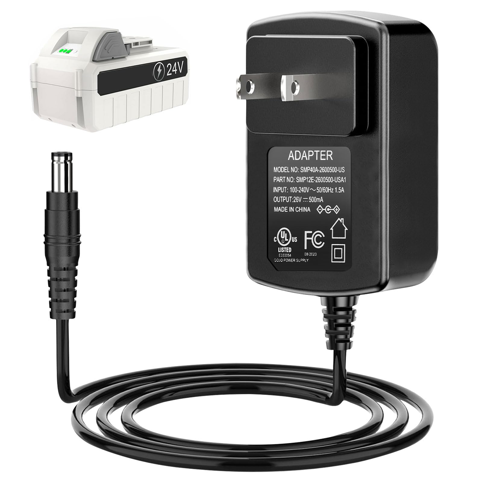 Photo 1 of 24VCHRG-QC iON+ Quick Charger for Snow Joe & Sun Joe 24V iBAT24 and 24VBAT Series Batteries Compatible with All iON Battery Models iBAT24-LT, iBAT24-XR, 24VBAT-LTE, 24VBAT-XR AC Adapter
