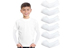 PODALOA 6 Pairs Arm Sleeves For Kids Child 4-10 Years Old,Unisex Sport Cooling Compression Cover UV Sun Protection Arm Cover