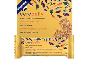 Cerebelly Toddler Snack Bars - Organic Carrot Date, 30 Pack |Granola Bars Snacks|Barres granola Cerebelly pour tout-petits – 