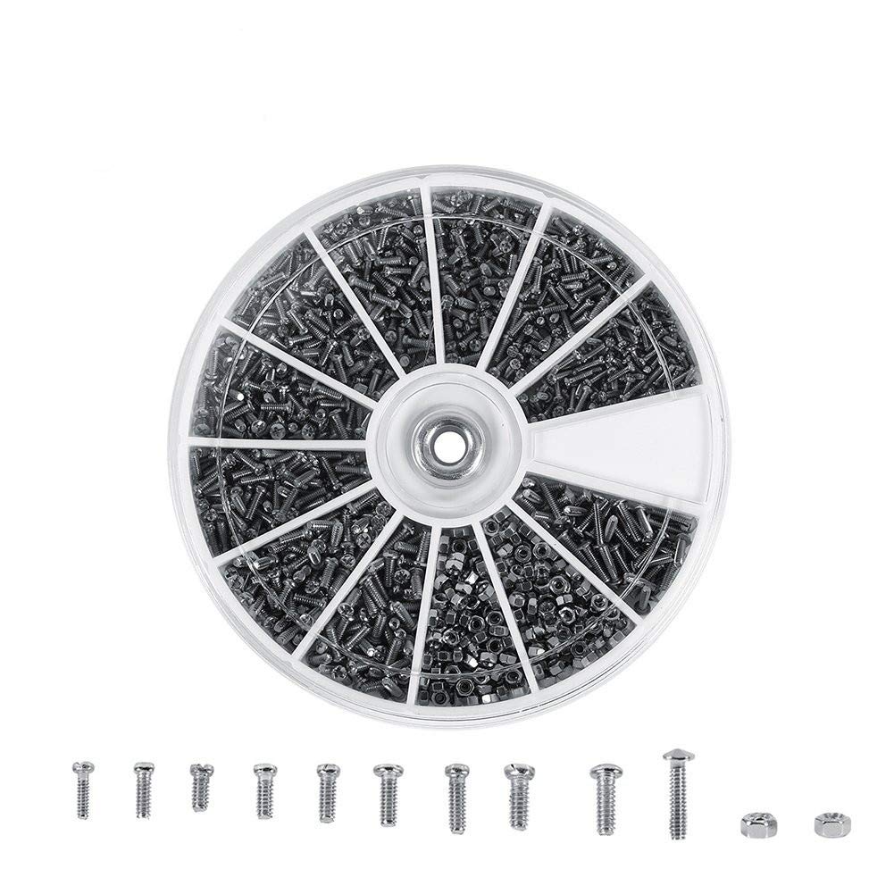 600Pcs Stainless Steel Screws and Nuts, M1 M1.2 M1.4 M1.6 Screws Nuts Assortment Set Small Machine Screws s for Electronics