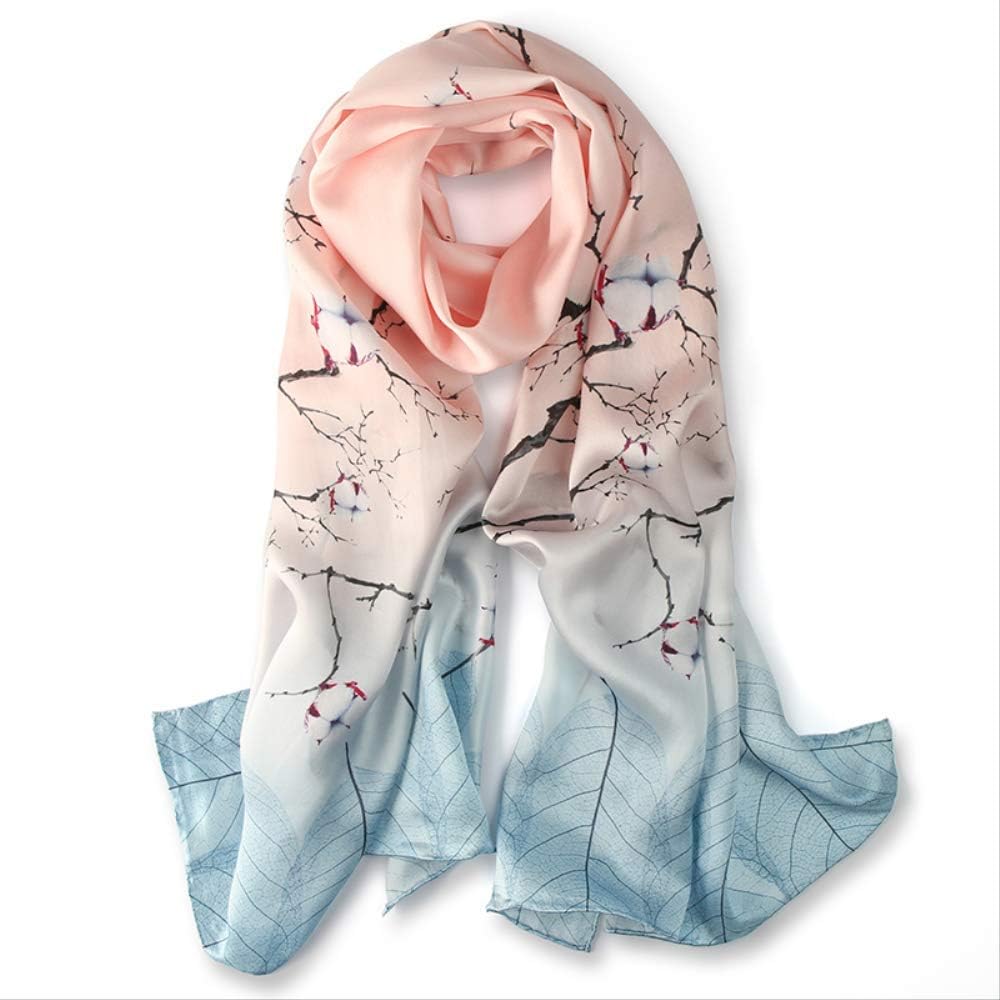 Foulard Leggero Sciarpa Di Seta Di Gelso Con Ricamo Rosa Scialle