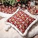 Traditional Red Green White Knitted Christmas Pillow Covers with Fluffy Balls, 18x18 Inch, Themed with Tree Skirt (Not Included)