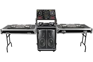 BAIODNB 14U PA DJ Rack with 2 DJ Table Top,Studio Rack Recording Studio Racks, PA DJ Cabinet Network & Stereo Rack with 4 Wheels