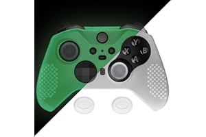 eXtremeRate Glow in Dark - Green Soft Anti-Slip Silicone Cover Skins for Xbox One Elite Controller Series 2, Custom Protectiv
