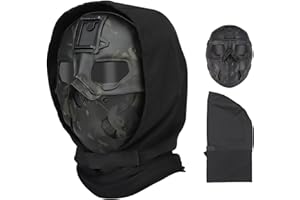 Qavctw airsoft face mask paintball masks for men,full head mask airsoft gear Cyberpunk mask with Balaclava Headgear Hoods