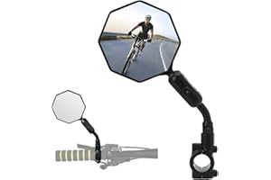 SHEJISI Bike Mirror, 1 pcs Bike Mirror Handlebar Mount,HD,360° Adjusted Bike Rear View Mirror, Anti-impact/explosion/glare, Fits for Mountain Bikes,E-bike, Bicycle,Scooter,Left/Right Universal