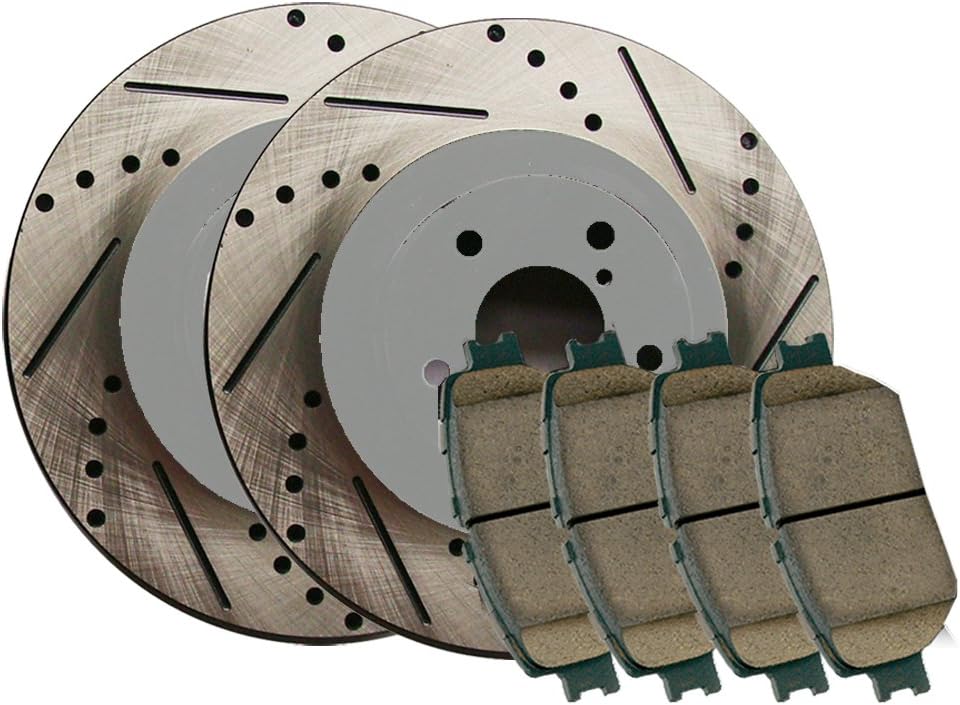 Speedy Brake Kit Drilled and Slotted Disc Brake Kit - Front Rotors with Race Ready Pads SB1239X2RRSLVR - Silver