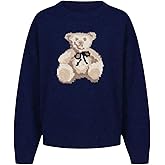 GORGLITTER Women's Bear Sweater Oversized Cute Graphic Cozy Long Sleeve Crew Neck Knit Fall Sweaters Trendy 2026