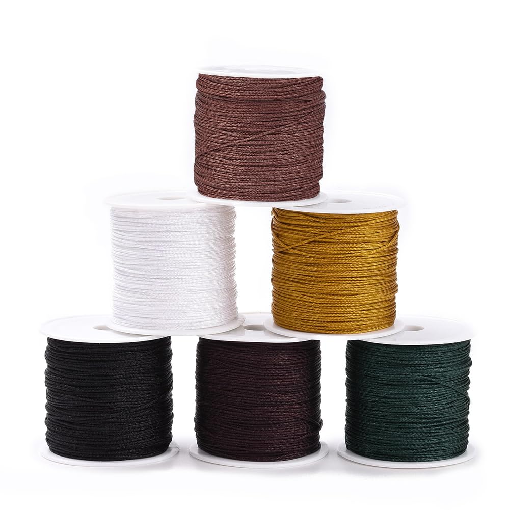 PH PandaHall 270m 0.8mm Nylon String for Bracelets, 6 Colors Chinese Knotting Cord String Beading Thread Braided Lift Shade Cord for Jewellery Making Kumihimo Wrapping Supplies DIY Crafts