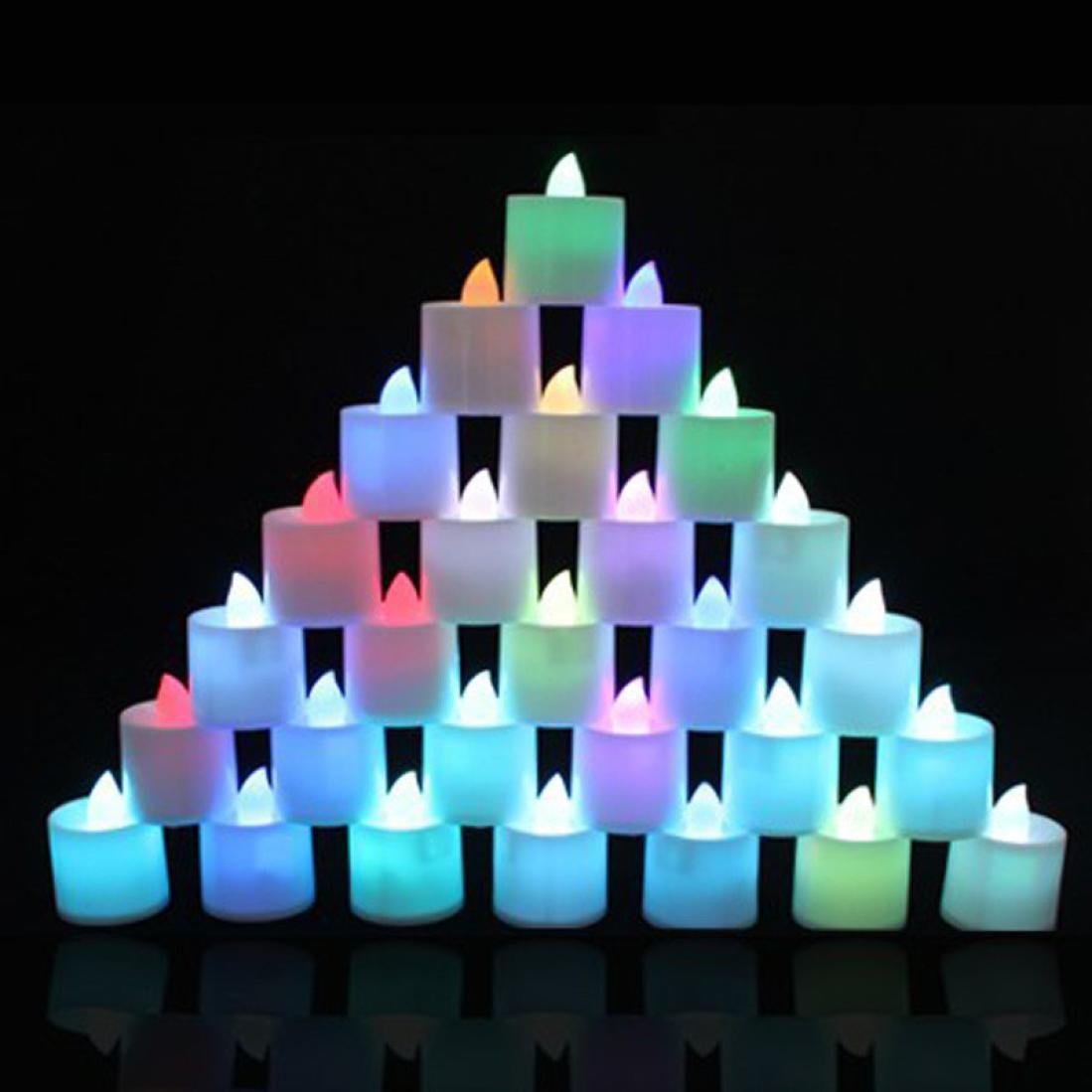 Colorful Battery Operated LED Tea Lights, Flameless Votive Tealights