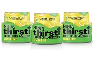 Ninja Thirsti Flavored Water Drops, FRUITI CHILL+ Lemon Lime, Bold Fruit Flavor with Caffeine,Sparkling or Still, Zero Calories, Zero Sugar, Makes 17, 12oz drinks, 3 Pack, WCFLELIAM