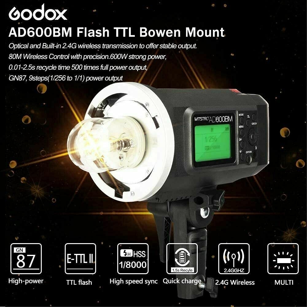 GODOX AD600BM Outdoor Flash Strobe Light Bowens Mount 600Ws GN87 HSS 2.4G Wireless X System, 8700mAh Battery, W CB-09 Carrying Bag PB-600 Portable Flash Bag