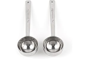 AUEAR, 2 Pack Coffee Measuring Scoop 304 Stainless Steel Spoon Tablespoon Spoons Kitchen Scoops with Long Handle for Home Milk Tea Sugar Powder Silver 30ml