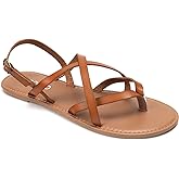 Colgo Women's Summer Strappy Flat Sandals, Adjustable Casual Fisherman Sandal with Open Toe Slingback Gladiator Sandals