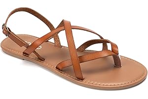 Colgo Women's Summer Strappy Flat Sandals, Adjustable Casual Fisherman Sandal with Open Toe Slingback Gladiator Sandals