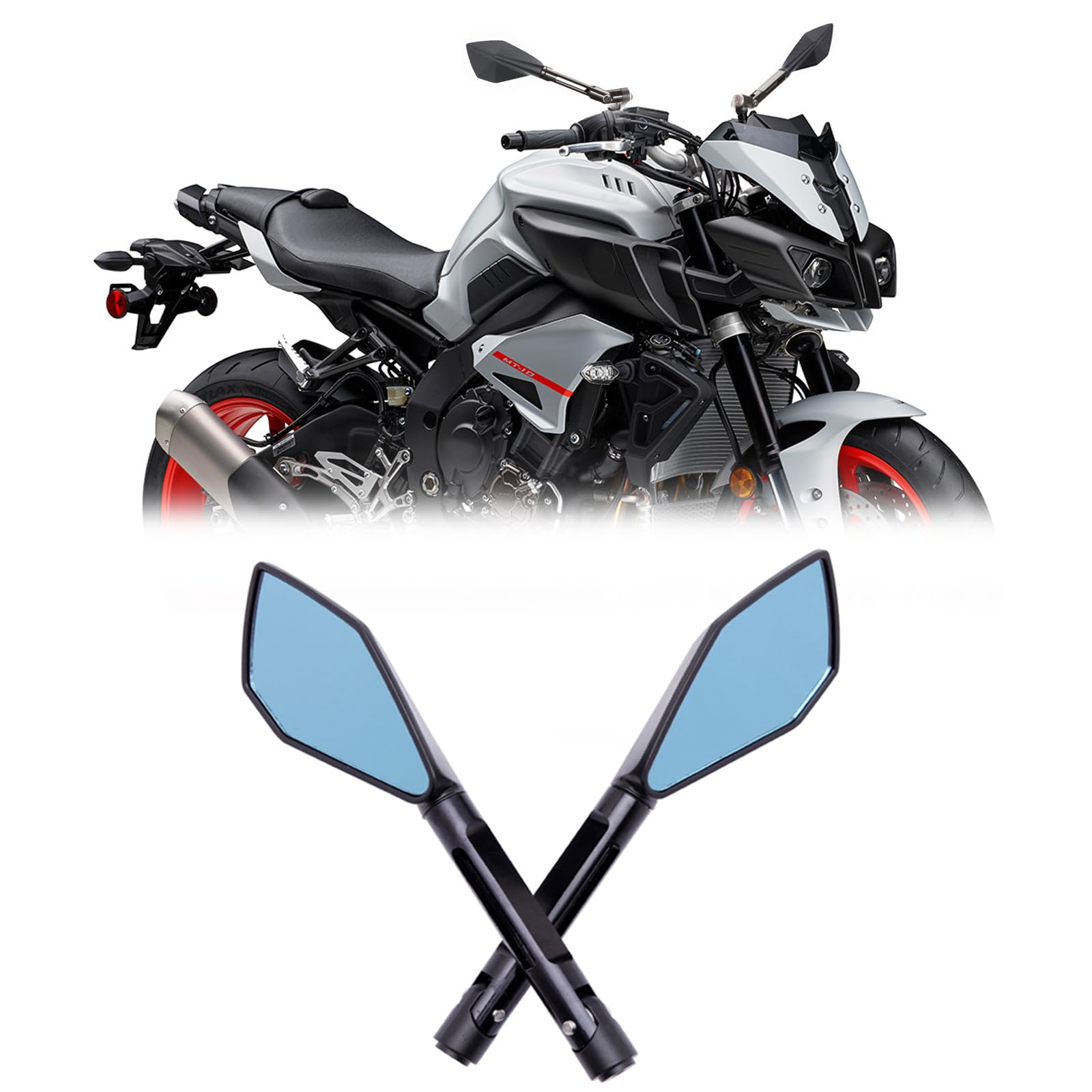 Photo 1 of JMTBNO Universal Aluminium Motorcycle Handlebar End Mirror, 8mm 10mm Motorcycle Side Rearview Mirrors for Street bike Sport bike Dirt bike Cruiser Chopper Scooter(Black)