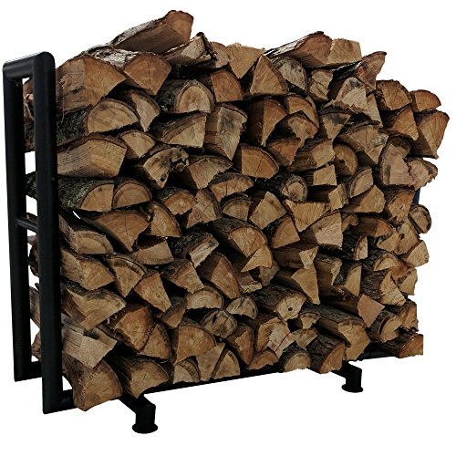 Titan Outdoors Rectangular Heavy Duty Outdoor Log Rack | 4 Feet, Black