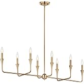 Kichler Alvaro 8-Light Linear Chandelier, Soft Modern Light in Champagne Bronze, for Dining Room or Kitchen (24.25" x 11.5" x