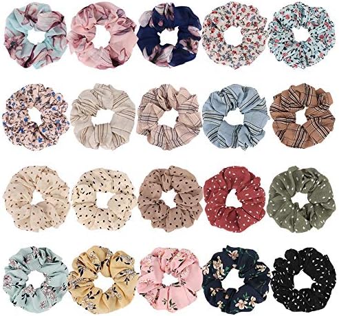 TOBATOBA 20 Pcs Chiffon Hair Scrunchies Large Size Hair Elastics Scrunchies Hair Bands Ties Hair Scrunchy Chiffon Ponytail Holder for Women