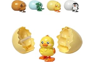 Wind-Up Animal Hatching Surprise Egg,Reusable Pop Open & Walk,4 Assorted Animals,Boom Easter Eggs that Pop Open to Walking Di