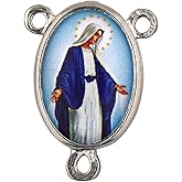 Wonderful Miraculous Medal Rosary Centerpiece Blue and Silver Tone | Handcrafted by Italian craftsman | Beautiful color and design | Great catholic gift