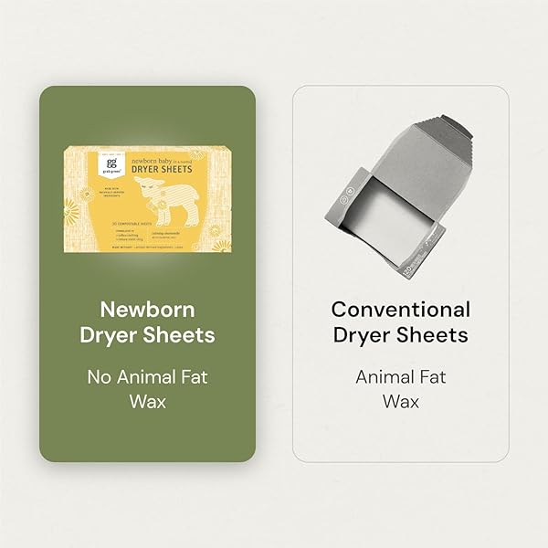GRAB GREEN NEWBORN BABY DRYER SHEETS – NATURAL SCENT BOOSTER AND FABRIC SOFTENER TO REDUCE WRINKLES AND STATIC (CALMING CHAMOMILE SCENT, 40 SHEETS TOTAL)