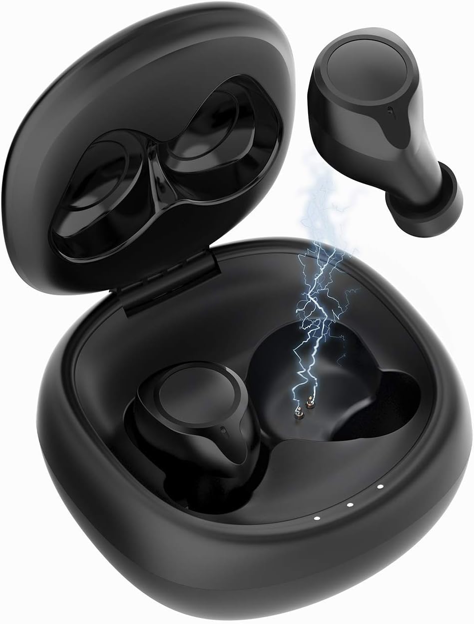 Wireless Earbuds, Dudios Zeus True Wireless Headphones Bluetooth 5.0 IPX5 Waterproof Earphones In-Ear Bluetooth Earbuds (Stereo Sound, Built in Mic, 3.5 Hours Play Time)-with Charging Case-Black