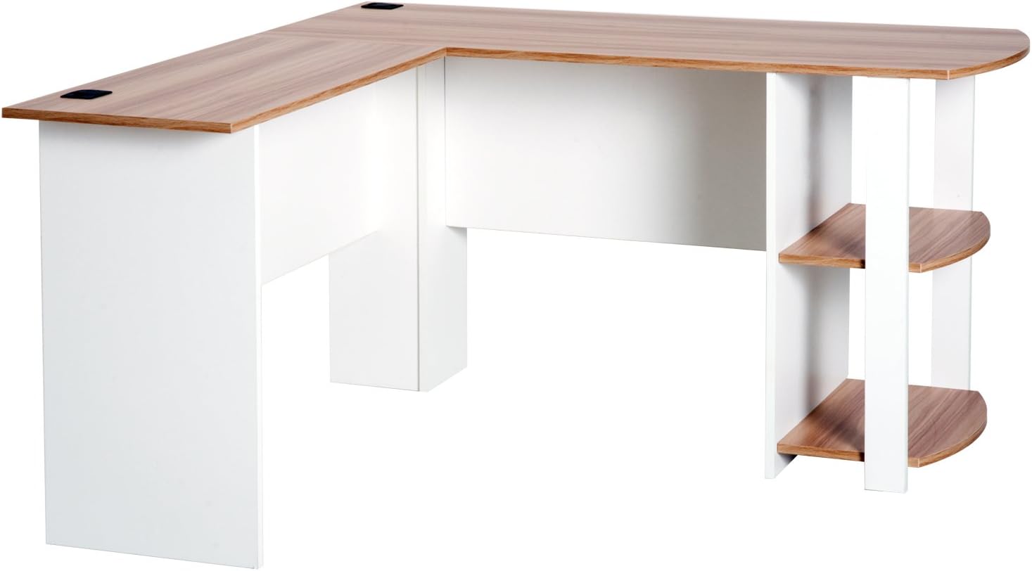 Amazon De Homcom Eckschreibtisch Schreibtisch Computertisch Winkel Staufach Buro Walnuss L136 X B130