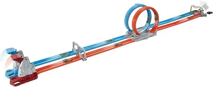 Hot Wheels Double Loop Dash Drag Racing with 2 Vehicles Playset