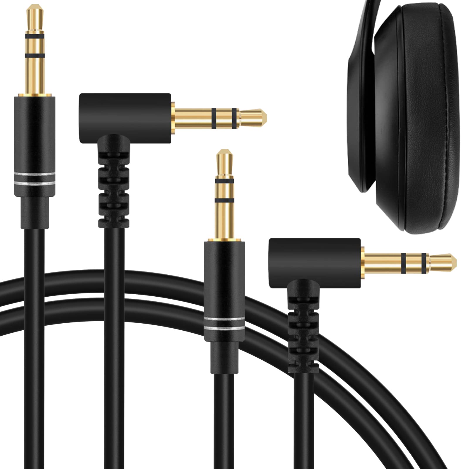 Linkidea Audio Cable for Beats Studio Pro/3/2, Solo 4/3/HD/Pro, Mix Headphones, 3.5mm TRS Replacement Aux Cord (5 ft/1.5 m 2 Pack)