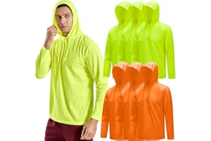 OAKVON 3PC or 6PC Men’s UPF 50+ Sun Protection Lightweight Long Sleeve Hoodie, Quick-Dry SPF UV Shirt for Outdoor Active Wear