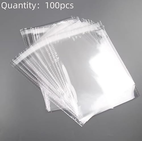 100 Pieces (9x12 Inch) Clear Plastic Bags for Packaging, Clothing - Main Image