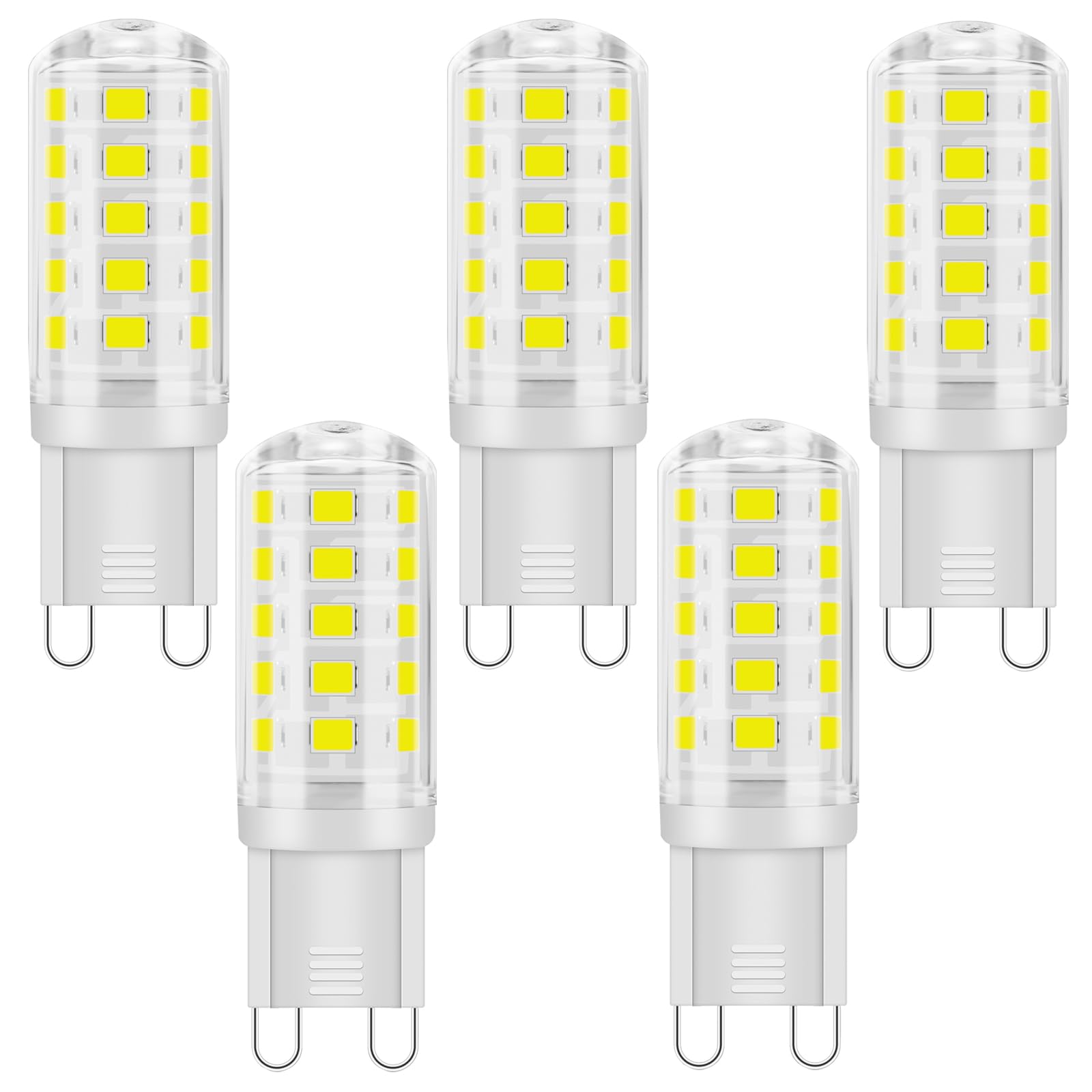 TiooDre G9 LED Bulb, G9 LED Bulbs White Light 6000K 400lm G9 Capsule Bulb 3.5w, Non-dimmable Energy Saving G9 Bulb for Ceiling Lights Chandelier Wall Light, 5pack
