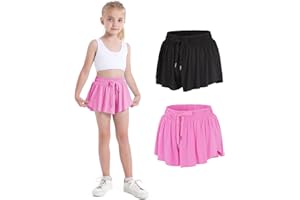 HASMES Girls Flowy Shorts with Spandex Liner Butterfly Running Tennis Elastic Waist Athletic Shorts for Kids/Youth