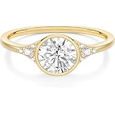 EAMTI Travel Engagement Rings for Women Radiant Cut Bezel Bands | 14K Gold Plated, 3CT, Solitaire Gold Ring, Cubic Zirconia CZ Wedding Band, Promise Ring for Her
