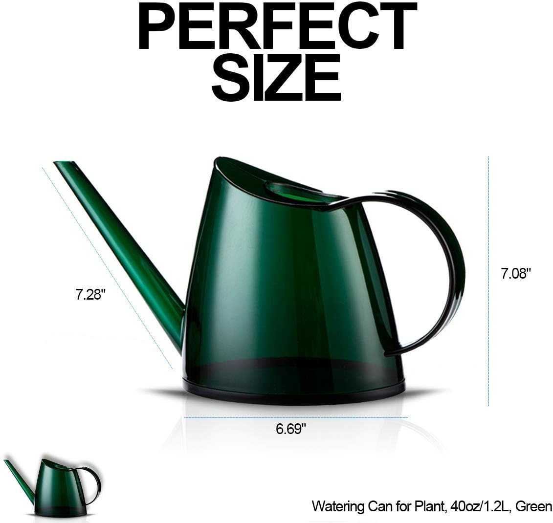 WhaleLife Indoor Watering Can for House Bonsai Plants Garden Flower Long Spout 40oz 1.4L 1/3 Gallon Small Modern Green : Garden & Outdoor